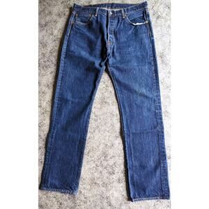 Levi's 501 Original Straight Leg Denim Blue Jeans Size 35x34 Dark Wash